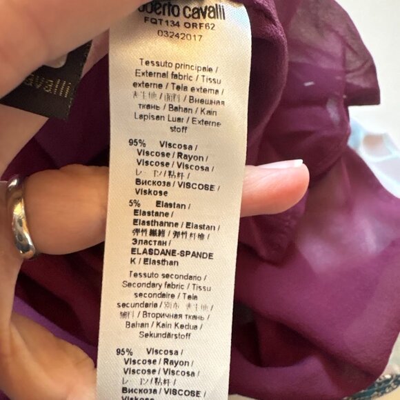 Roberto Cavalli Forbidden Fruit Sleeveless Dress Floral Maroon Blue V Neck - Picture 10 of 11